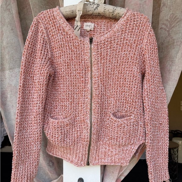 Wilfred Sweaters - Wilfred Textured Pink Zip Up Cardigan